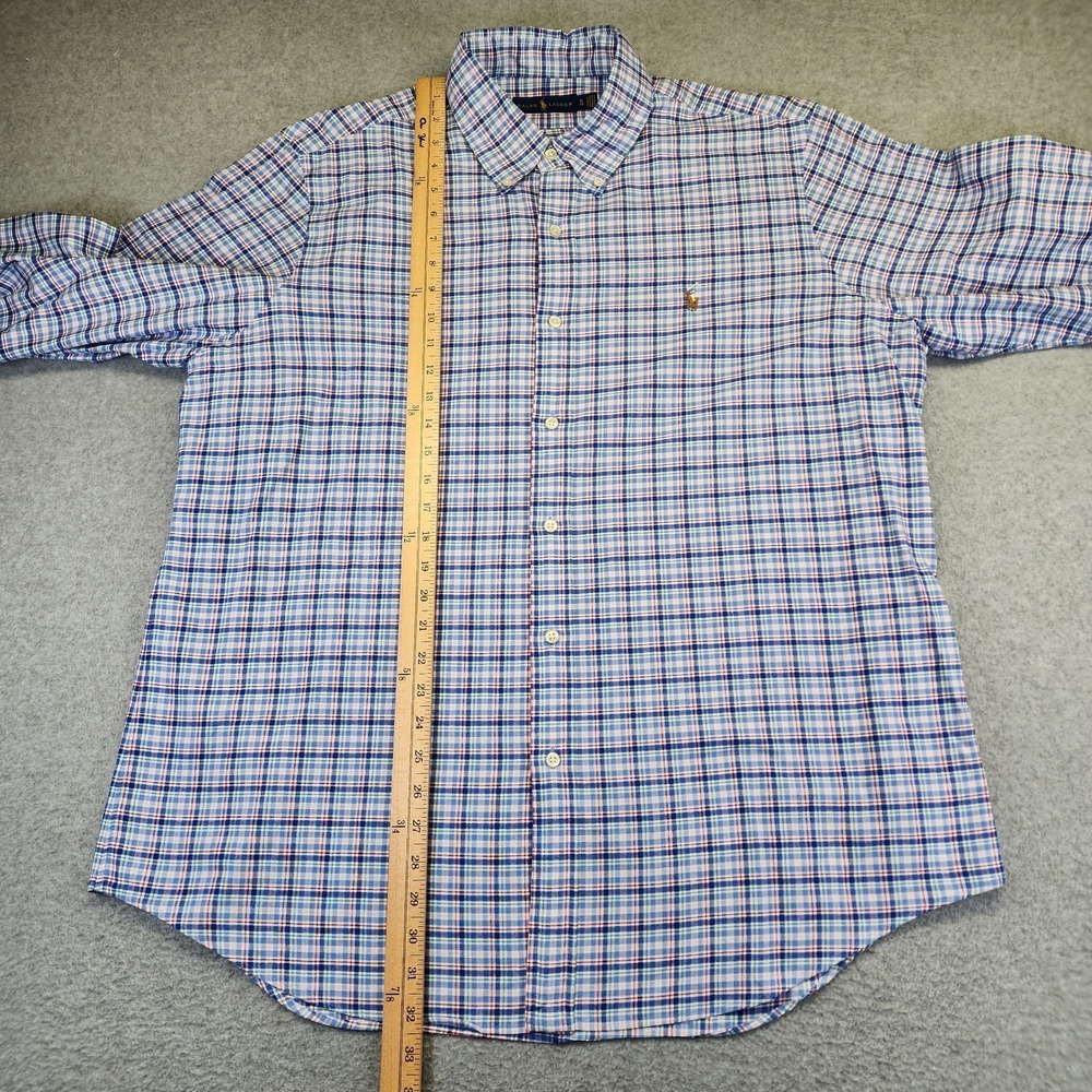 Ralph Lauren Mens XL Oxford Button Shirt Plaid Blue Green Pink Red Long Sleeve - Picture 6 of 6